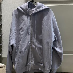 Light Purple Brandy Melville Oversized Zip-up Hoodie